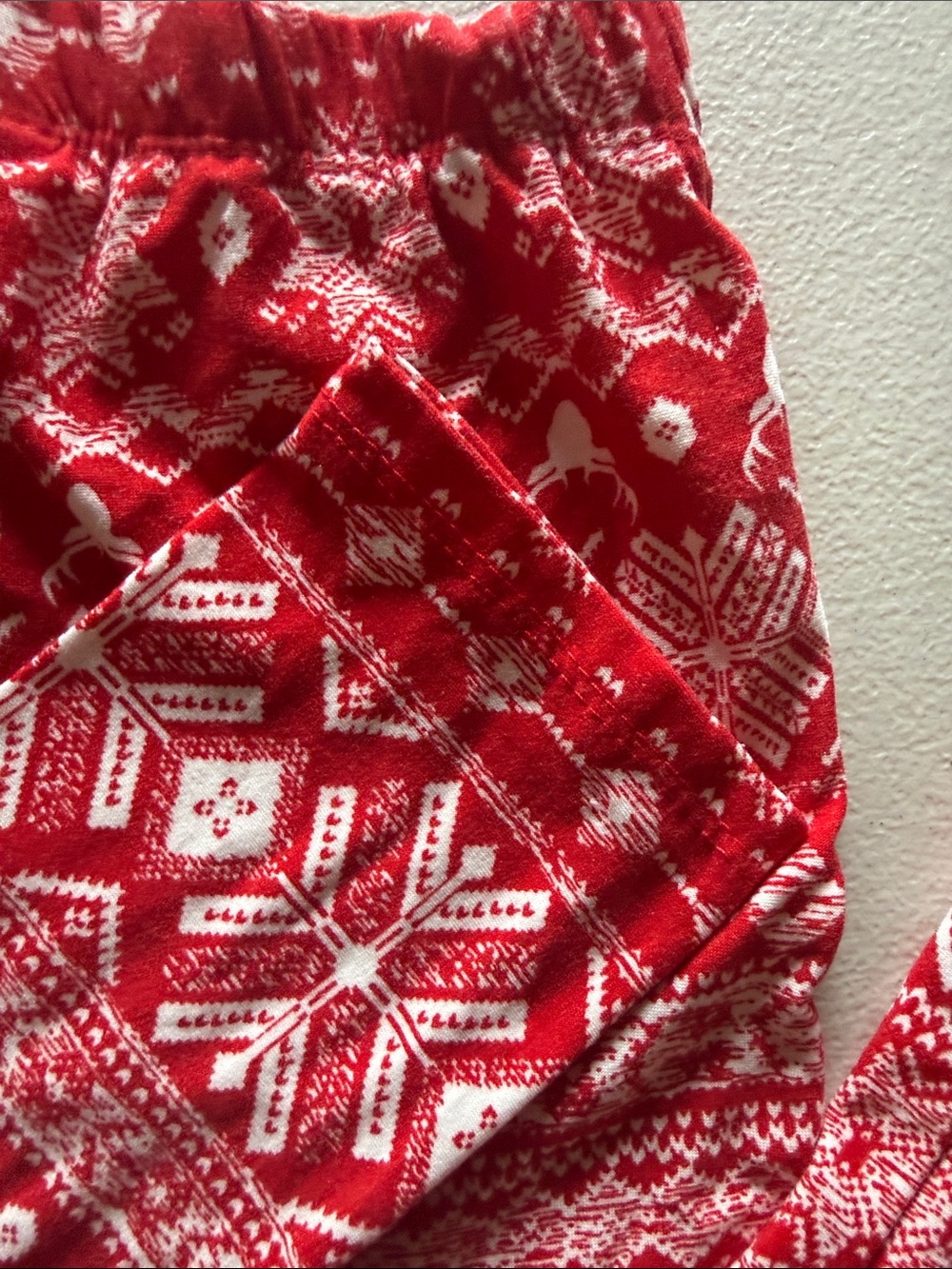 Bobbie Brooke's Ladies Red and White Fair Isle Knit Leggings Sleep Ware Size M - Picture 5 of 6